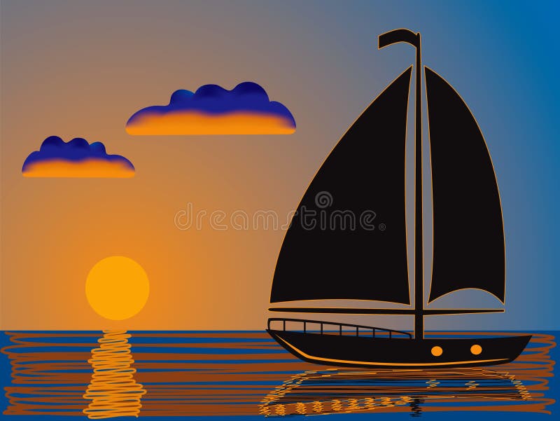 Sea sunset and yacht