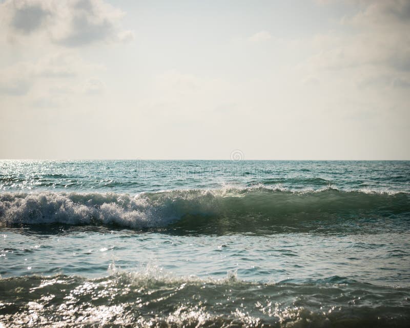 Cloudy Surf On The Beach Black Sea Odessa Ukraine Panorama June 2019