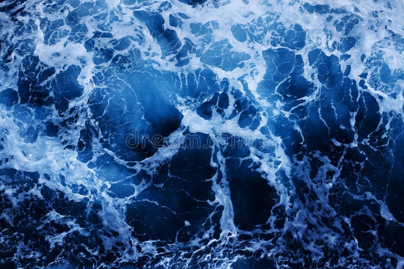 Sea Surface with Waves and Foam. View from above