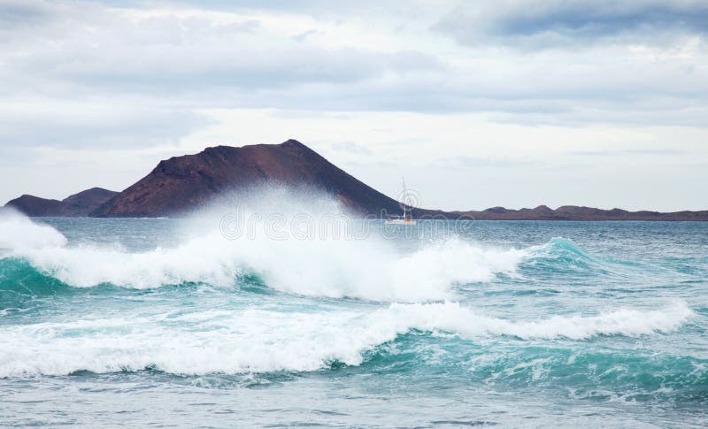 Sea swell by the northern shore of Fuerteventura