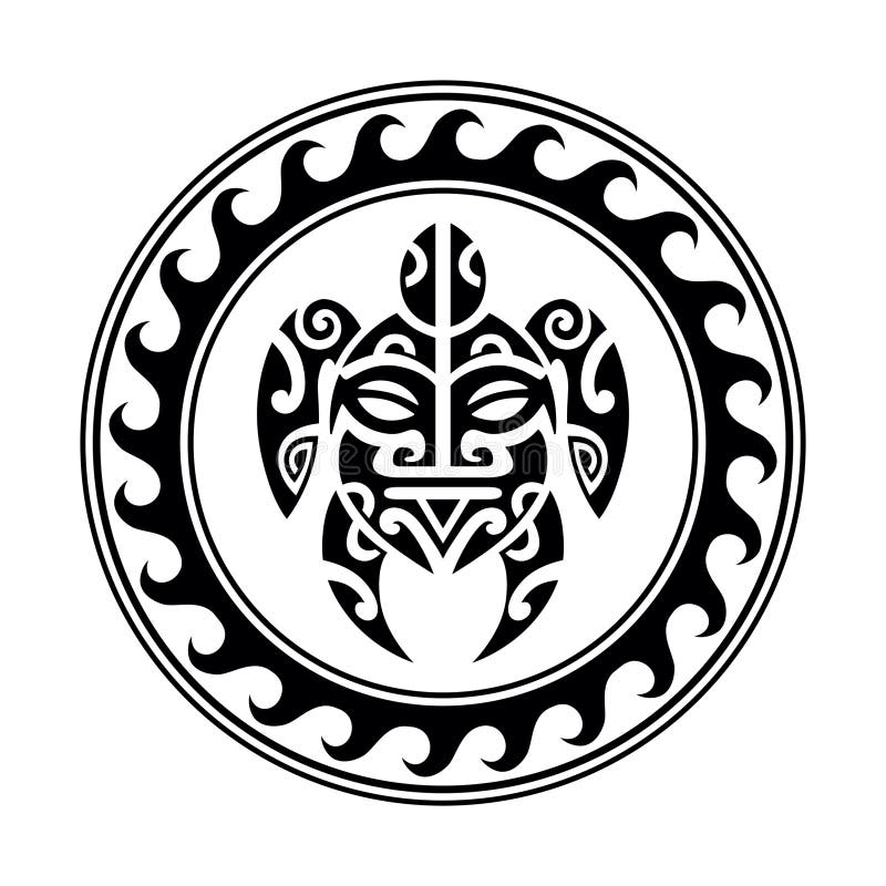 Sea Turtle in the Maori Style. Tattoo Sketch Round Circle Ornament ...