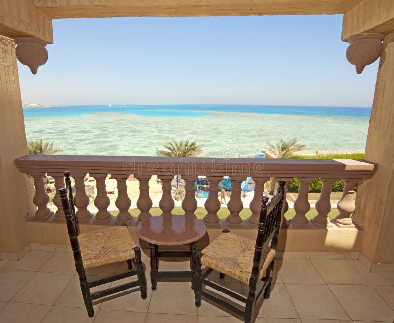 Sea view from a hotel room balcony