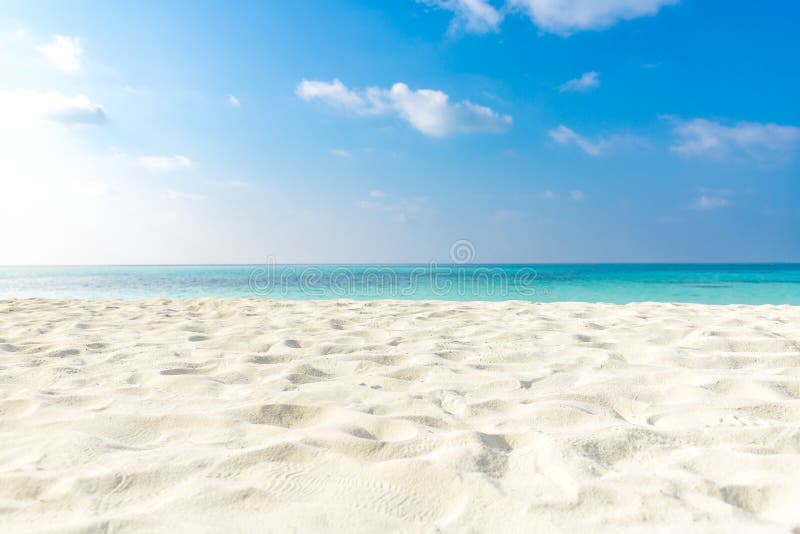 Empty tropical beach background. Horizon with sky and white sand beach