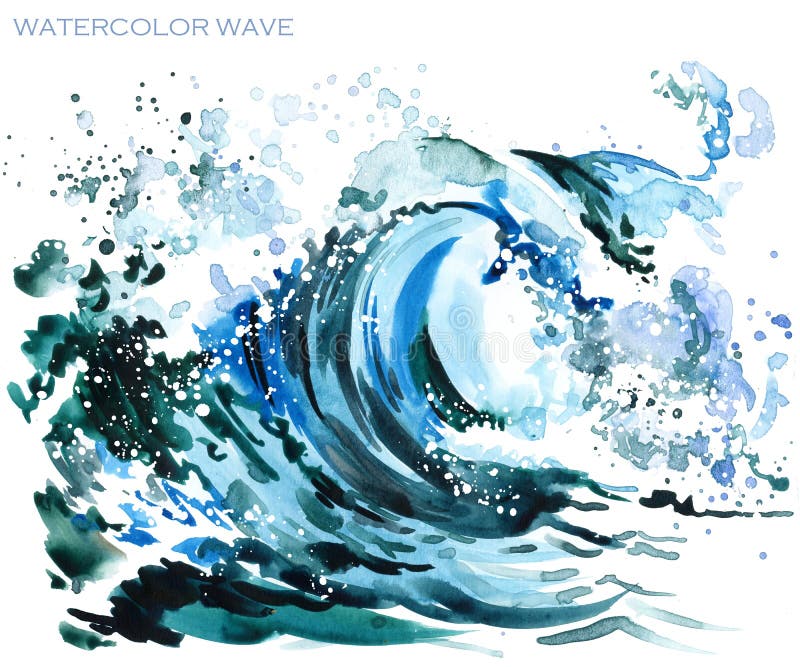 Sea wave watercolor illustration vector illustration Sea wave watercolor illustration vector illustration