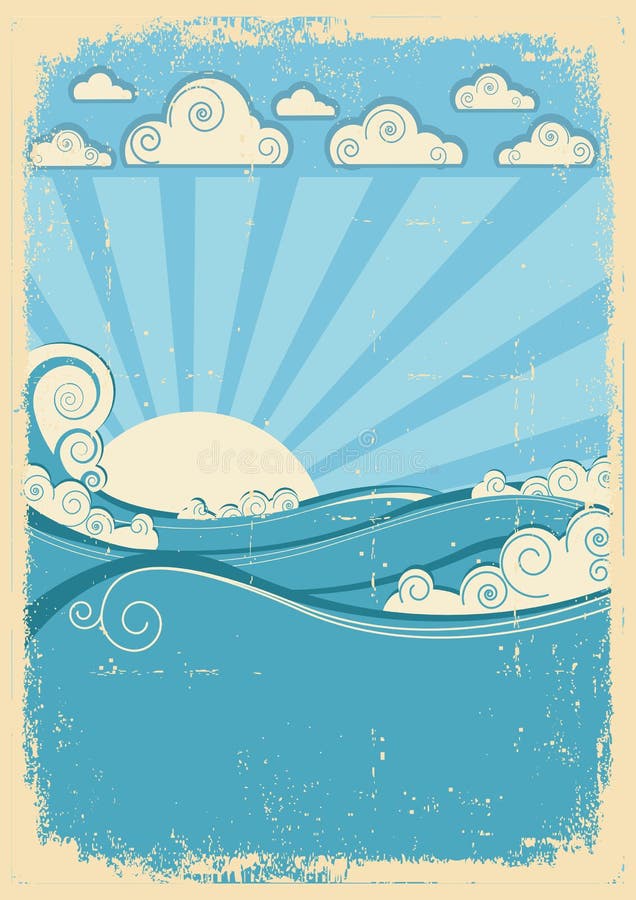 Vector Set of Retro SEA POST Stamps Stock Vector - Illustration of beach,  beige: 27262926