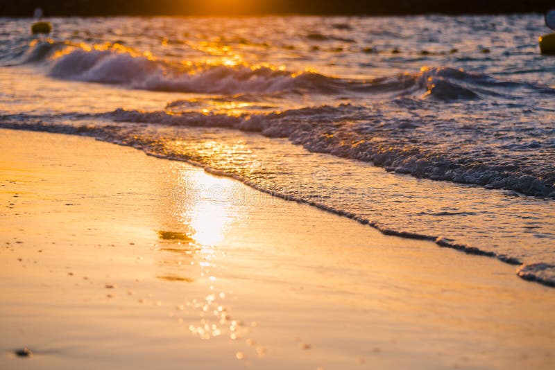 Sea Waves Warm Red Sunset Beach of the Ocean Stock Photo - Image of ...