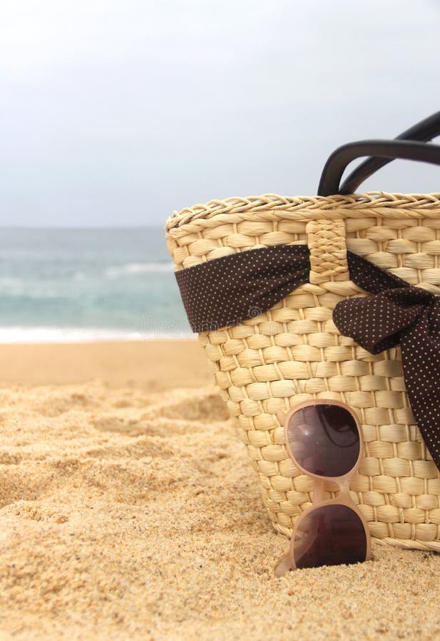 Seacoast, Straw Beach Bag and Sunglasses Stock Photo Image of colour