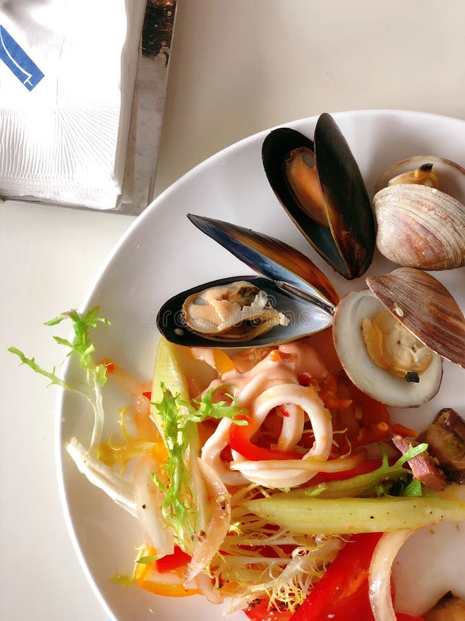 Seafood buffet in the white table royalty free stock photo Seafood buffet in the white table royalty free stock photo