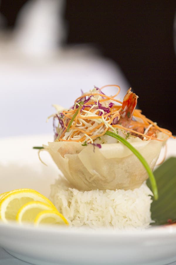 Seafood dish and rice stock image. Image of table, rice 1136387