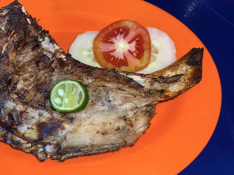 Seafood Dish Served on the Table and Plate from Above with Different