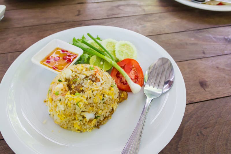 Seafood Fried Rice and Fish Sauce Stock Photo - Image of seafood, food