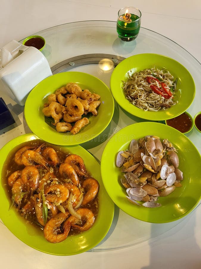 Seafood Lunch Dinner Resto Cafe Yummy Plate Shrimp Stock Photo Image