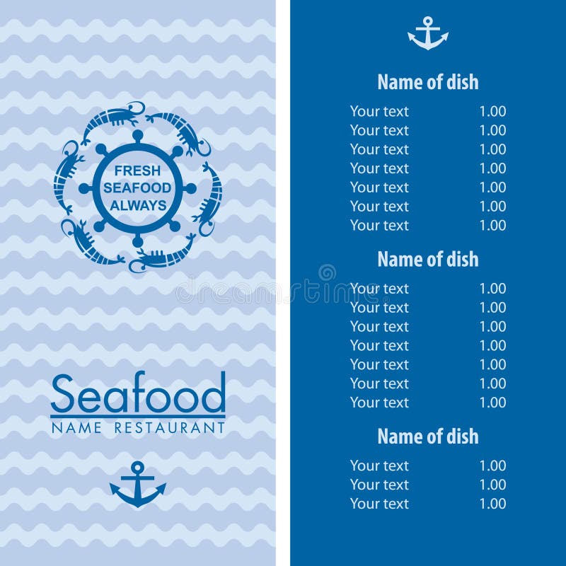Seafood menu design stock vector. Illustration of seafood - 42313951