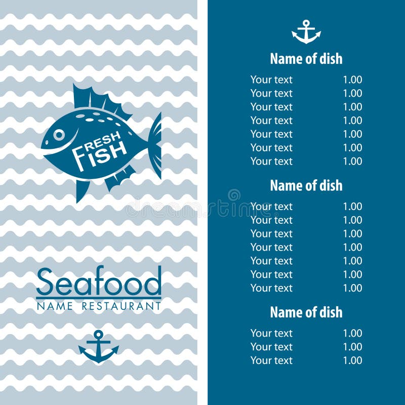 Seafood menu design stock vector. Illustration of business - 42218176