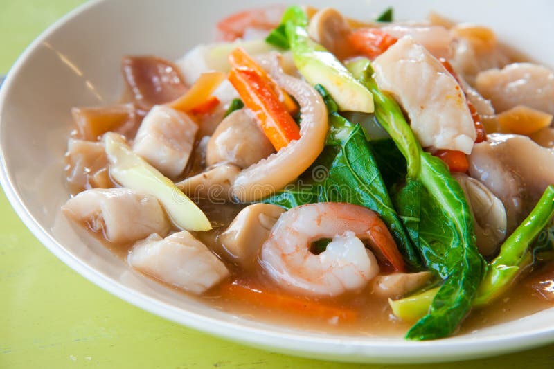 Seafood and Noodles in a Creamy Sauce Stock Photo Image of fast
