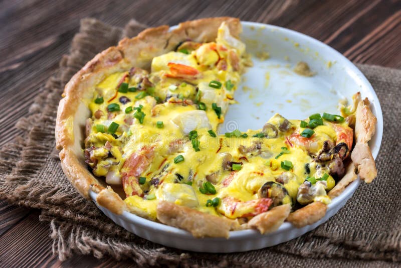 Seafood Pie with Saffron Cream Sauce Stock Photo Image of cream