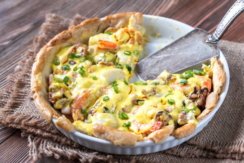 Seafood Pie with Saffron Cream Sauce Stock Image Image of quiche