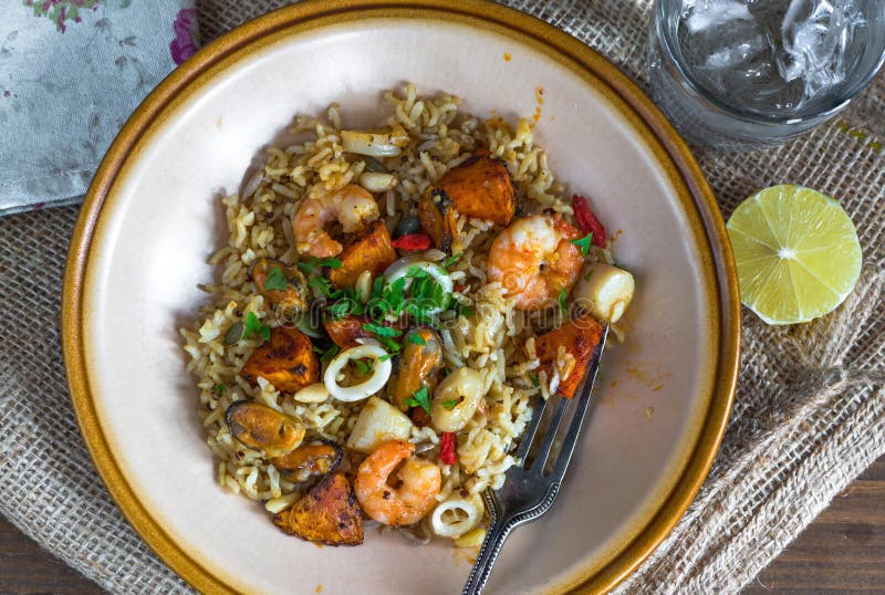 Seafood pilaf or risotto stock photo. Image of gourmet 84152662