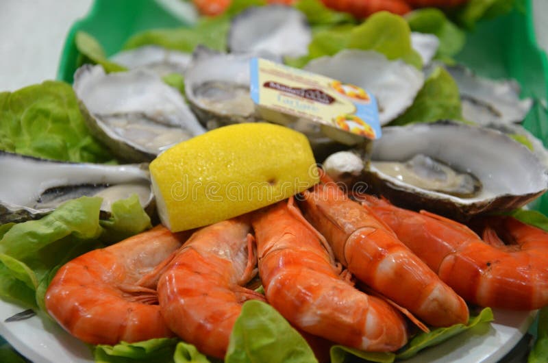 Seafood plate at fish market royalty free stock photography Seafood plate at fish market royalty free stock photography