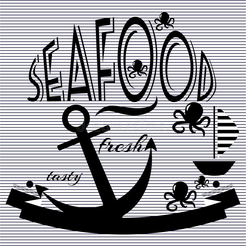 Seafood Restaurant Clipart Black