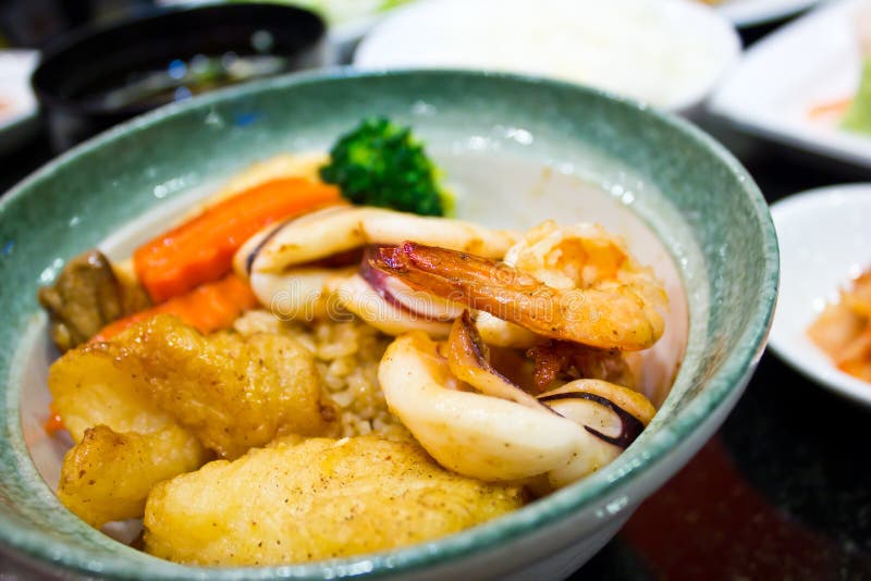 Seafood with sauce stock photo. Image of rice, shrimp 36104696