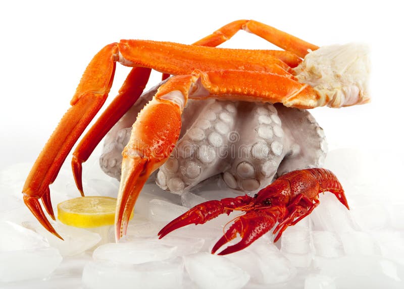 Seafood served on ice