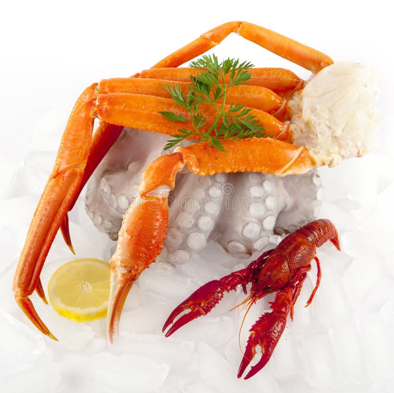 Seafood served on ice