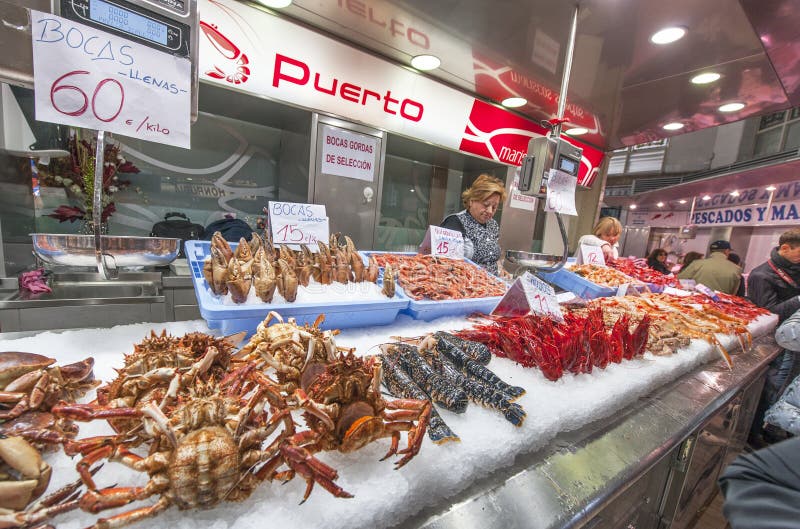 Seafood at Valencia Central Market Editorial Stock Photo Image of