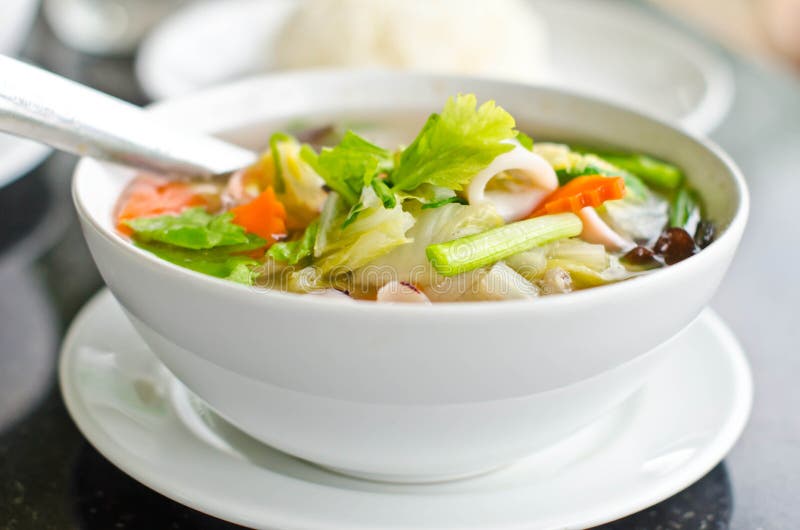 Seafood and Vegetable Soup. Stock Image Image of colorful, nutrition