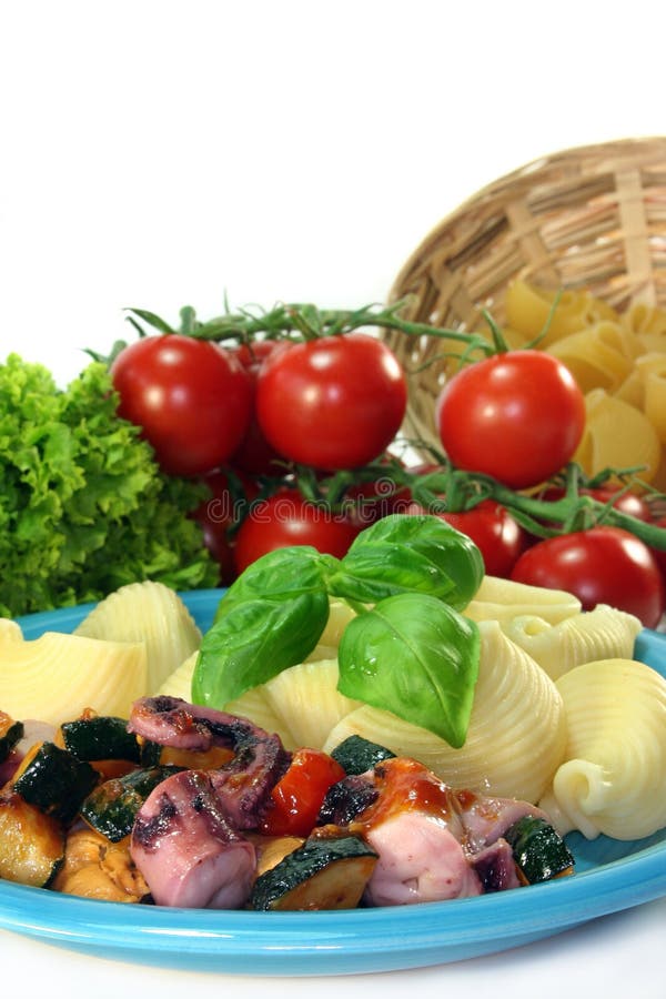 Seafood and Vegetables with Pasta Stock Image Image of seafood