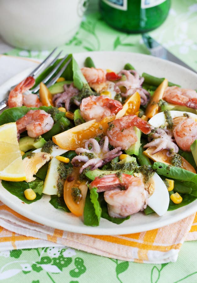 Seafood and Vegetables Salad Stock Photo - Image of food, octopus: 56762570