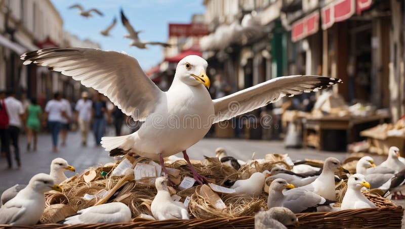 On a picturesque seaside street, a charming scene unfolds as seagulls gather within a rustic straw basket. The sun-kissed promenade provides a backdrop for this seaside spectacle, where the gulls, with their white feathers glinting in the coastal sunlight, have made a temporary perch in the inviting basket. Their calls mingle with the rhythmic sounds of lapping waves and distant laughter, creating a harmonious coastal symphony. Passersby, enchanted by the unexpected avian gathering, pause to witness this whimsical moment, where the union of seagulls and straw basket transforms the seaside street into a charming vignette of coastal life. On a picturesque seaside street, a charming scene unfolds as seagulls gather within a rustic straw basket. The sun-kissed promenade provides a backdrop for this seaside spectacle, where the gulls, with their white feathers glinting in the coastal sunlight, have made a temporary perch in the inviting basket. Their calls mingle with the rhythmic sounds of lapping waves and distant laughter, creating a harmonious coastal symphony. Passersby, enchanted by the unexpected avian gathering, pause to witness this whimsical moment, where the union of seagulls and straw basket transforms the seaside street into a charming vignette of coastal life.