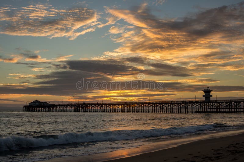 Seal Beach Pier Sunset stock photo. Image of cloudscape 41645948