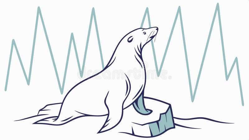 Seal on Ice Floe with Abstract Spiky Surroundings, vector design Generative AI vector illustration