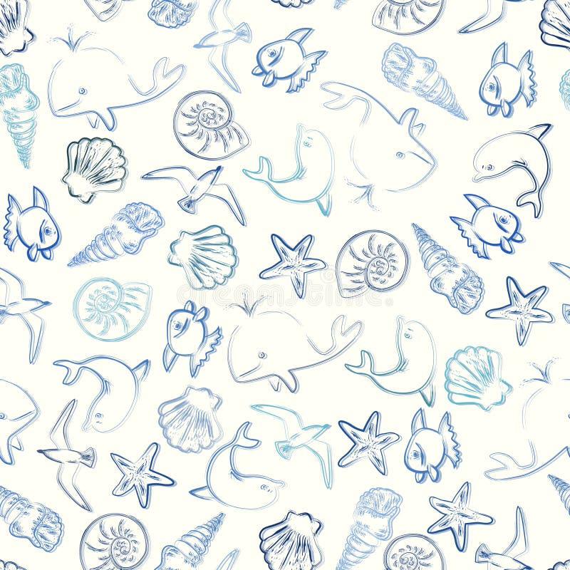 Seal life seamless pattern