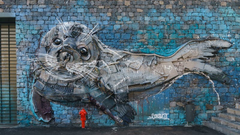 Seal Pup, Camara De Lobos City Street Art from Recycled Materials by Famous  Portuguese Artist Bordalo II, Madeira, Portugal, Editorial Stock Photo -  Image of douro, gaia: 166086238