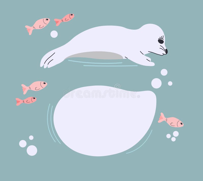 Seal Pup with Speech Bubble on Neutral Background with Fish and Bubbles. Vector Illustration with Lying Seal Animal in a Flat Stock Illustration - Illustration of animals, lines: 163854446 Seal Pup with Speech Bubble on Neutral Background with Fish and Bubbles. Vector Illustration with Lying Seal Animal in a Flat Stock Illustration - Illustration of animals, lines: 163854446