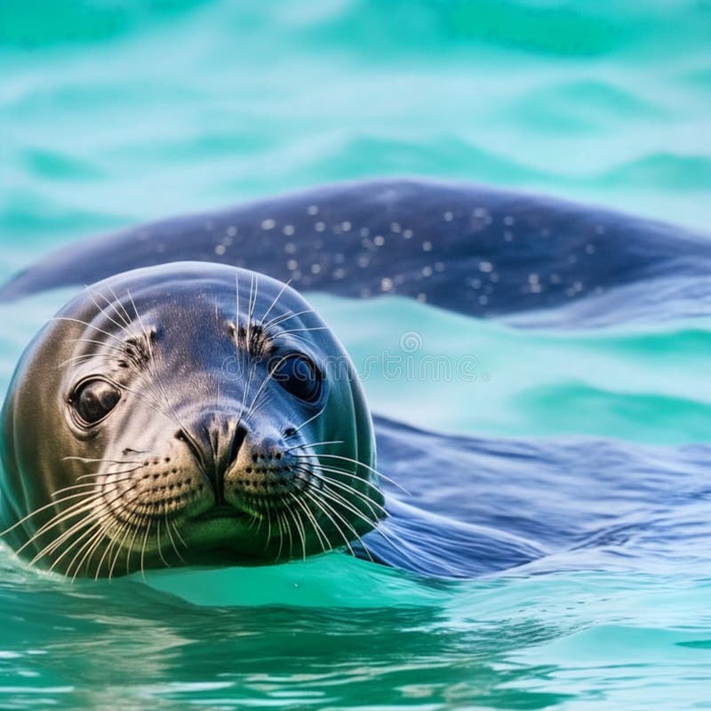Seal swimming in the sea stock illustration. Illustration of animal