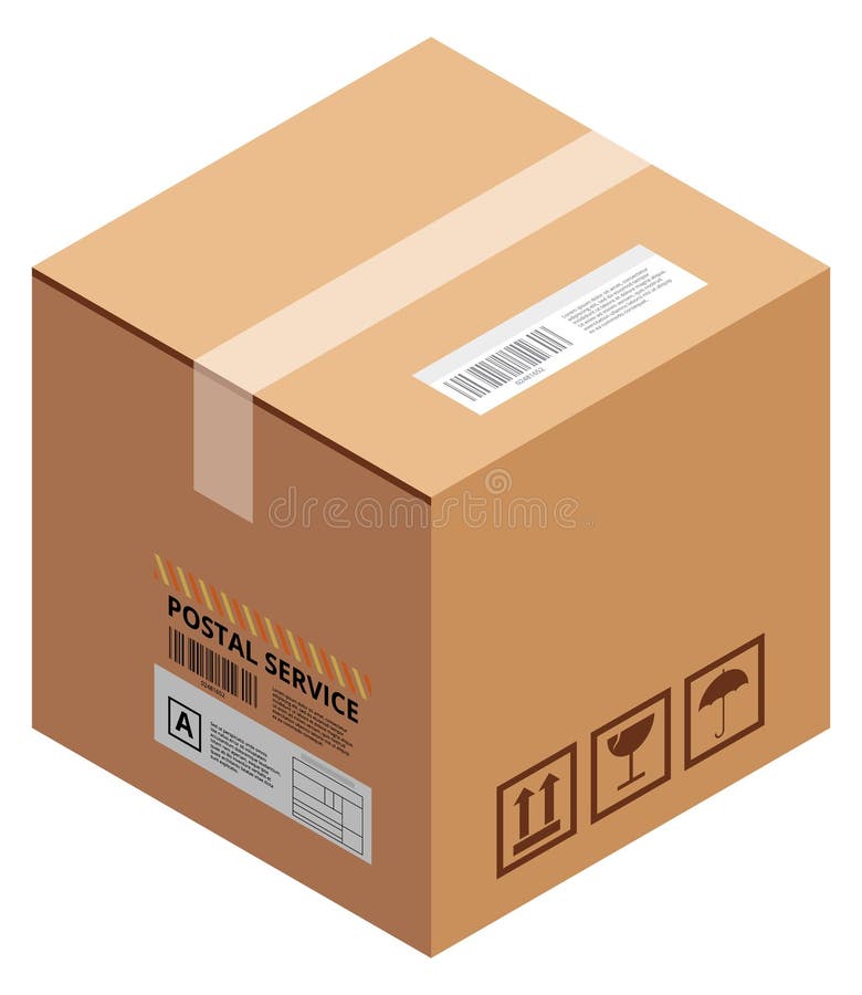 Sealed Carton Box. Shipping Cargo Cardboard Container Stock Vector