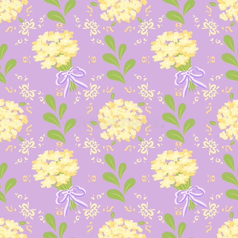 Flowers and leaves seamless pattern. Simple flower. Floral background with hand drawn wild flowers royalty free stock photo