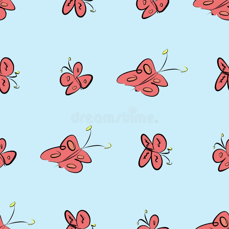 Seamless abstract butterfly illustrations background. Sketch, graphic, surface & digital.