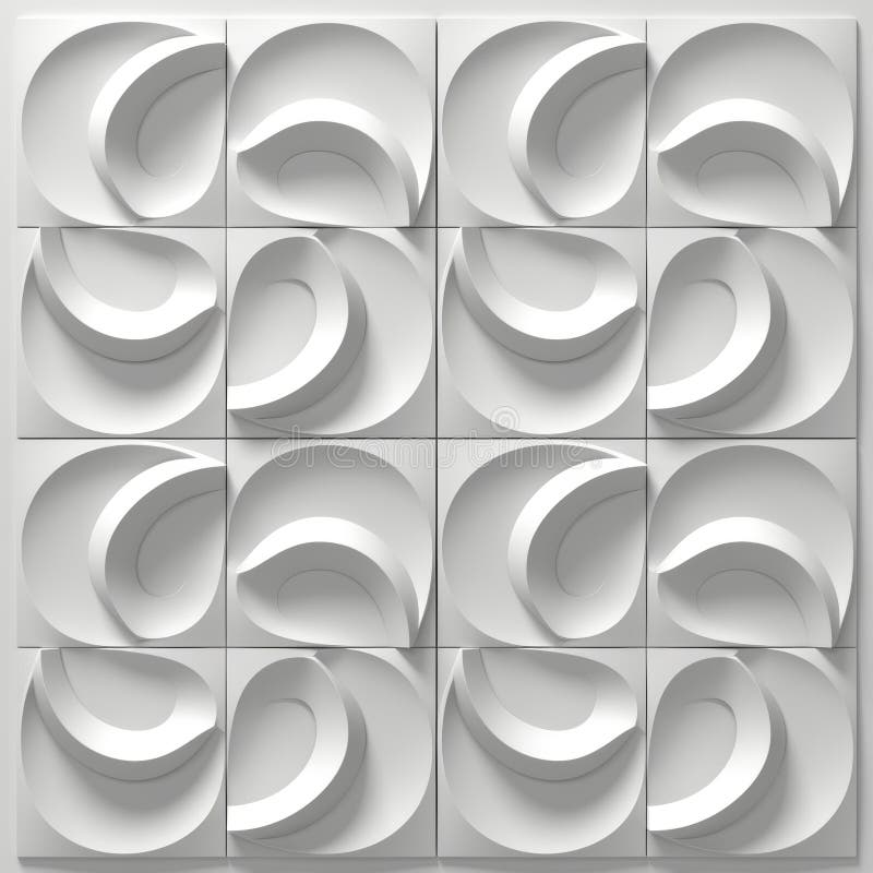Seamless Abstract 3D Pattern with White Geometric Shapes, Minimalistic Modern Background vector illustration