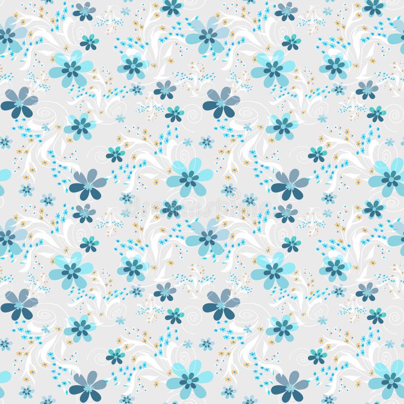 Seamless abstract floral pattern on grey royalty free illustration