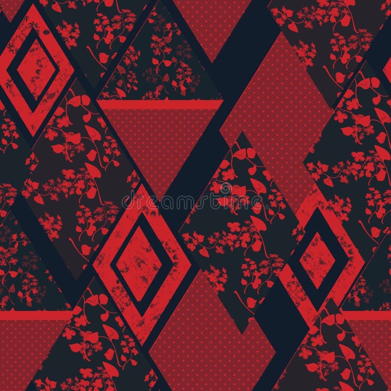 Seamless abstract patchwork plaid patches pattern stock illustration