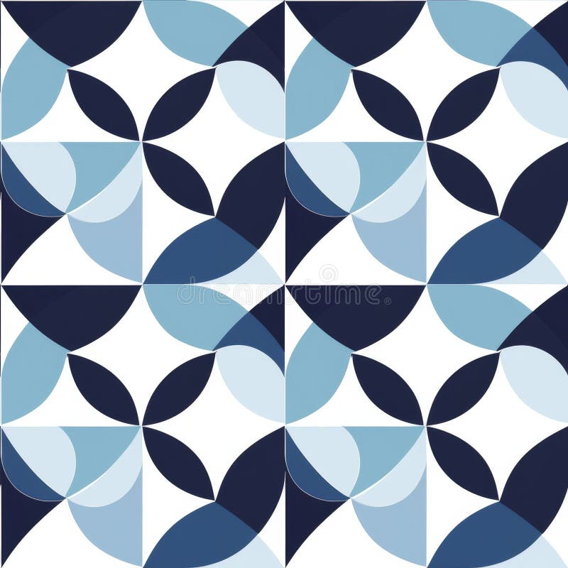 Seamless Abstract Pattern, Overlapping Blue Circles on White Background, Geometric Design Element royalty free illustration