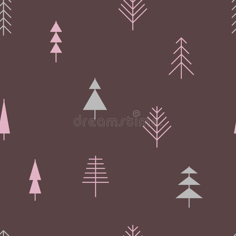 Seamless abstract pattern with unique line trees vector illustration