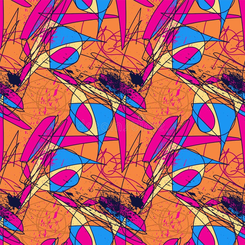 Seamless abstract psychedelic backdrop with chaotic line patterns royalty free illustration