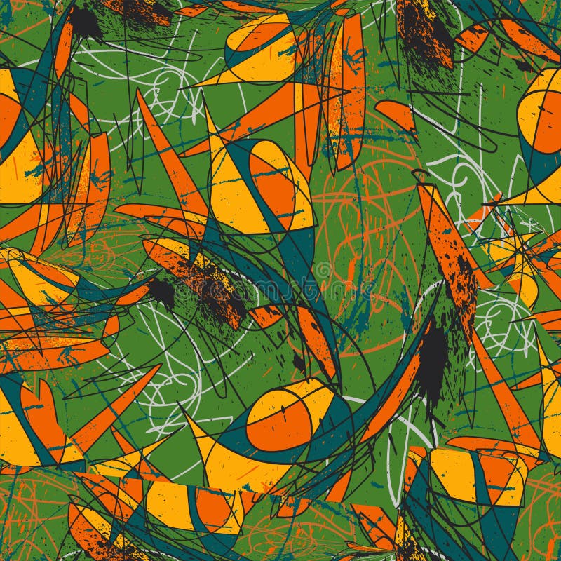 Seamless abstract psychedelic backdrop with chaotic line patterns royalty free illustration