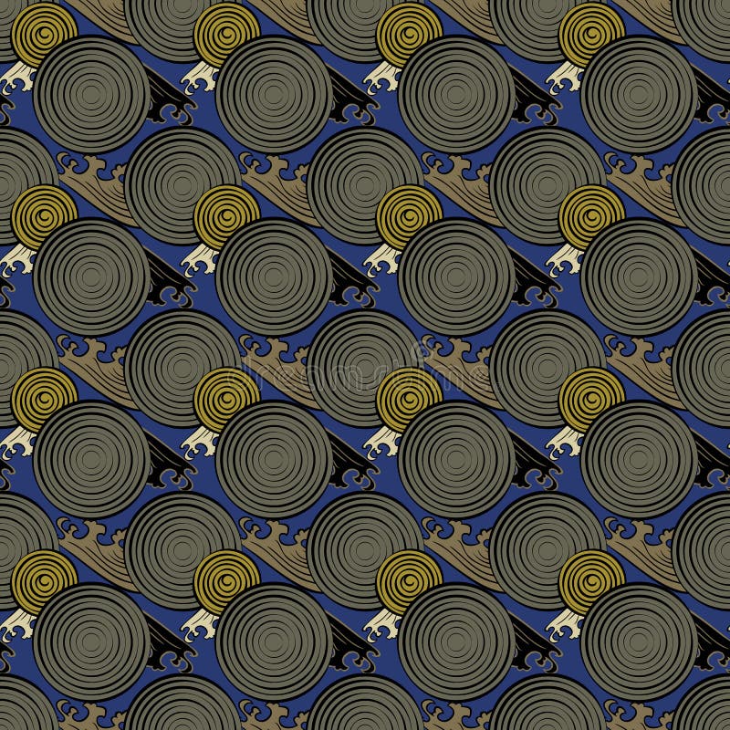 Seamless abstract retro geometric pattern. Circle elements in geometric rows. royalty free illustration