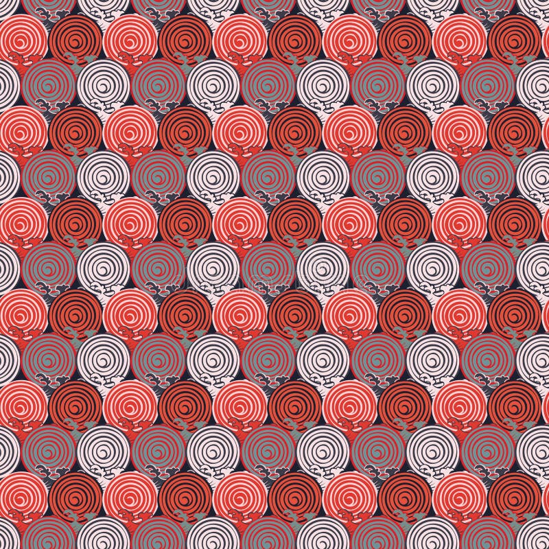 Seamless abstract retro geometric pattern. Circle elements in geometric rows. vector illustration